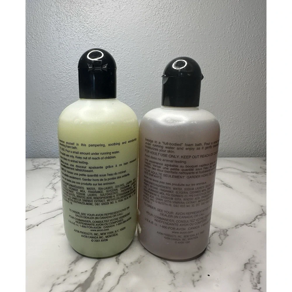 Avon Naturals Foam Bath Green Tea Burgundy Grape 8.4 Oz‎ New